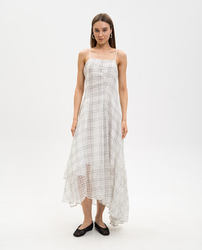 Marc Le Bihan White dress with checked silk 2176