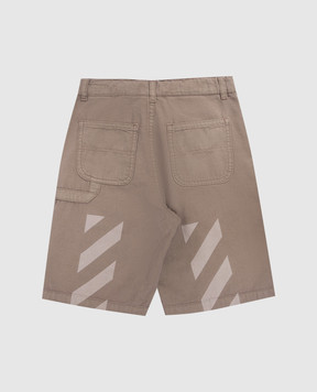 Off-White Children's brown shorts with Camping stripes 44BCB00BS26F001