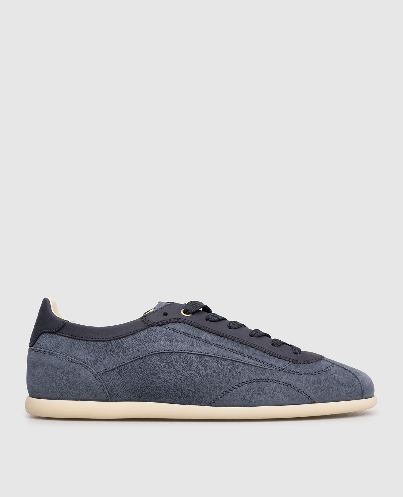 Blue leather sneakers with logo Brunello Cucinelli