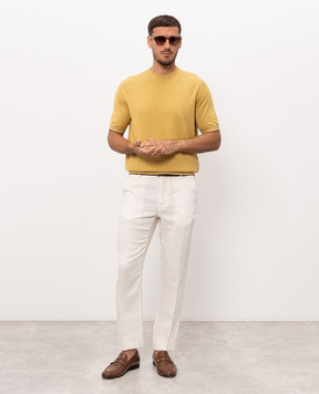 Stefano Ricci Ivory linen and silk trousers M8T61B0050TXFIL