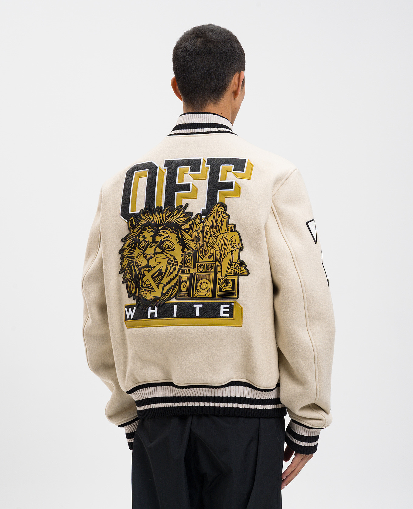 Beige Lion bomber jacket with wool Off-White 4