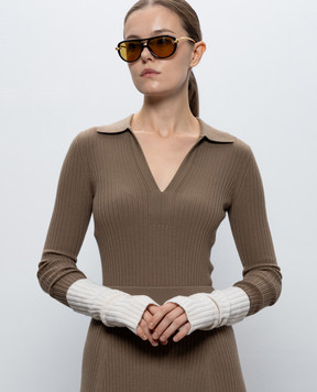 Yves Salomon Beige cashmere mittens 25WAA510XXMACA