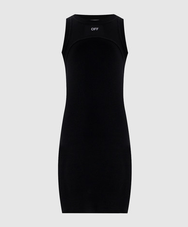 Black mini dress with embroidery OFF