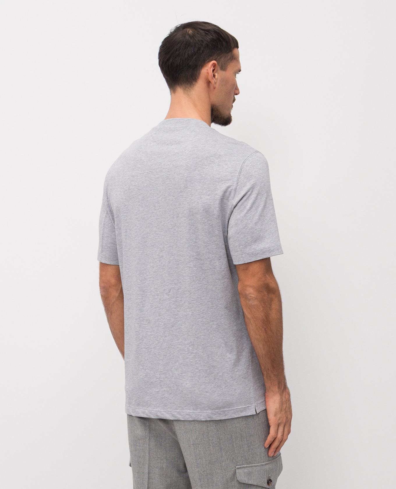 Grey melange printed T-shirt Brunello Cucinelli 4