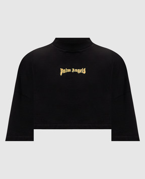 Palm Angels Black cropped T-shirt with logo PWAA054S26JER003
