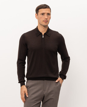 Enrico Mandelli Dark brown wool polo shirt 4K167A5274