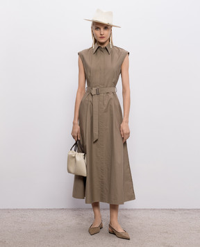 Brunello Cucinelli Brown shirt dress with monil chain ML140A5286