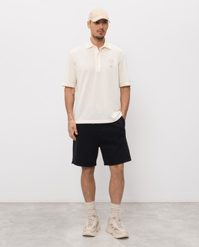 Ami Paris Beige polo shirt with textured logo patch UPL428JE0221m
