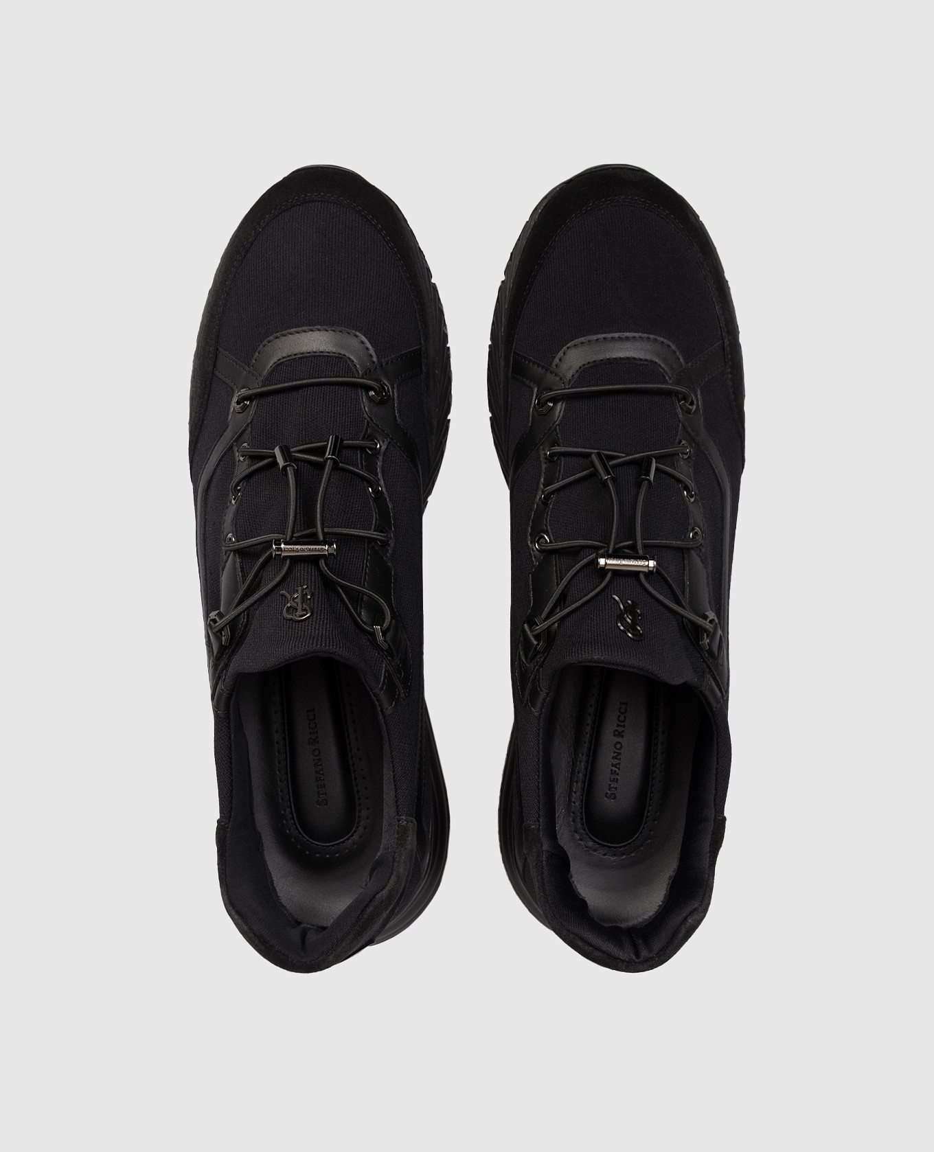 

Black combination sneakers with monogram logo Stefano Ricci