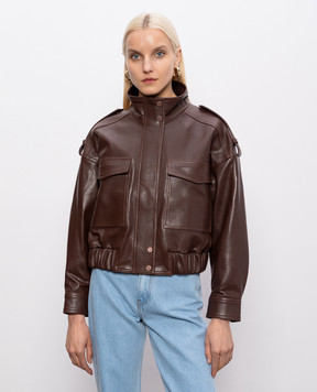 Babe Pay Pls Brown leather jacket 2605ASTON