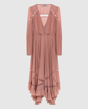 Twinset Pink pleated dress with lace 262TP271A