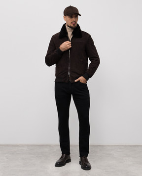 Enrico Mandelli Black jeans with logo patch MMJM015868