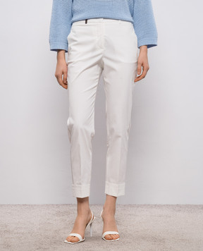 Peserico White pants with a monil chain A04753D01037