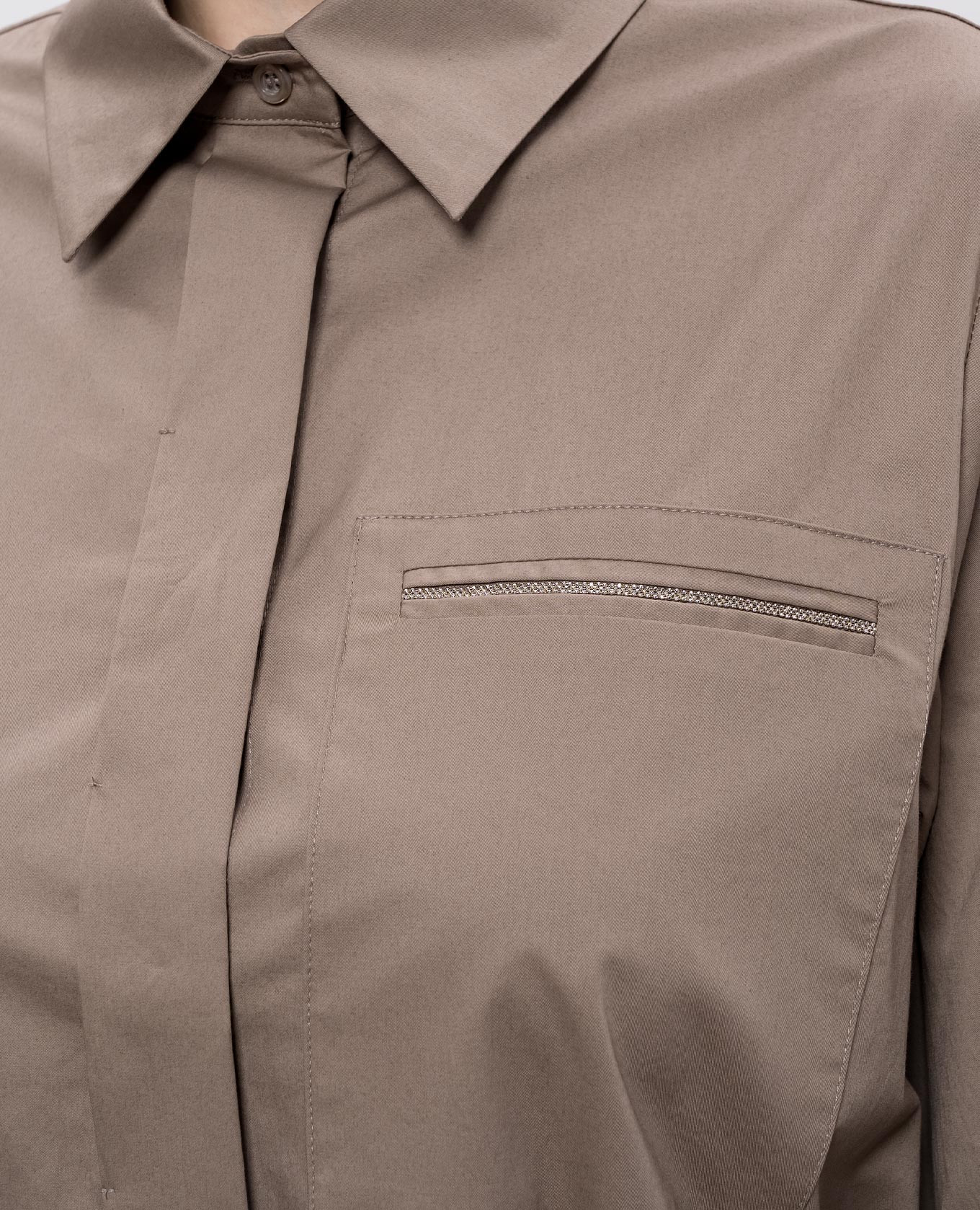 

Khaki shirt dress with chain Peserico