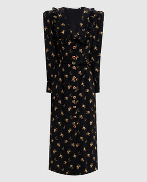 Alessandra Rich Black silk dress with floral print FABX4389F4817