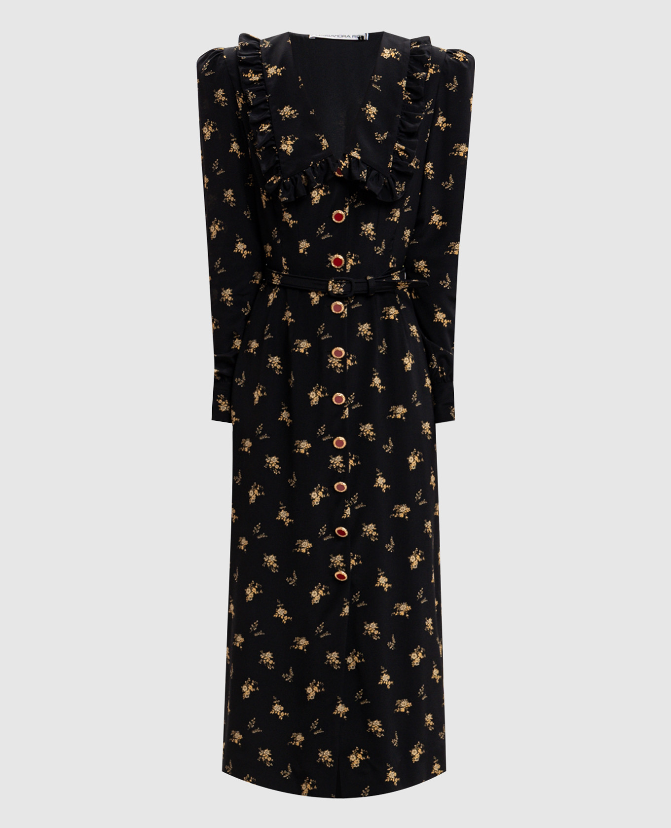 Black silk dress with floral print Alessandra Rich