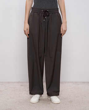 Peserico Brown track pants with chain A0409802561