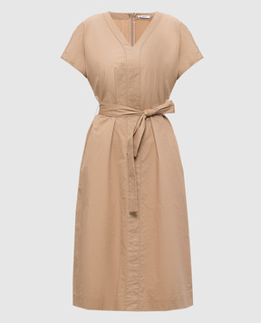 Peserico Brown dress with monil chain S02633A01979