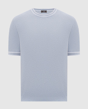 Peserico Blue t-shirt with piping R59495F149173T