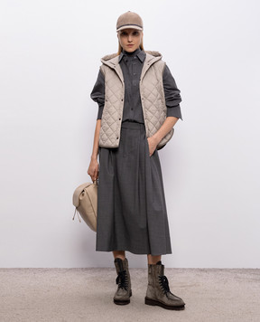 Brunello Cucinelli Dark gray melange cashmere and silk top M13800004P