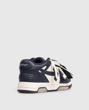 Off-White Out Of Office blue leather sneakers with logo OWIA259F25LEA0020348