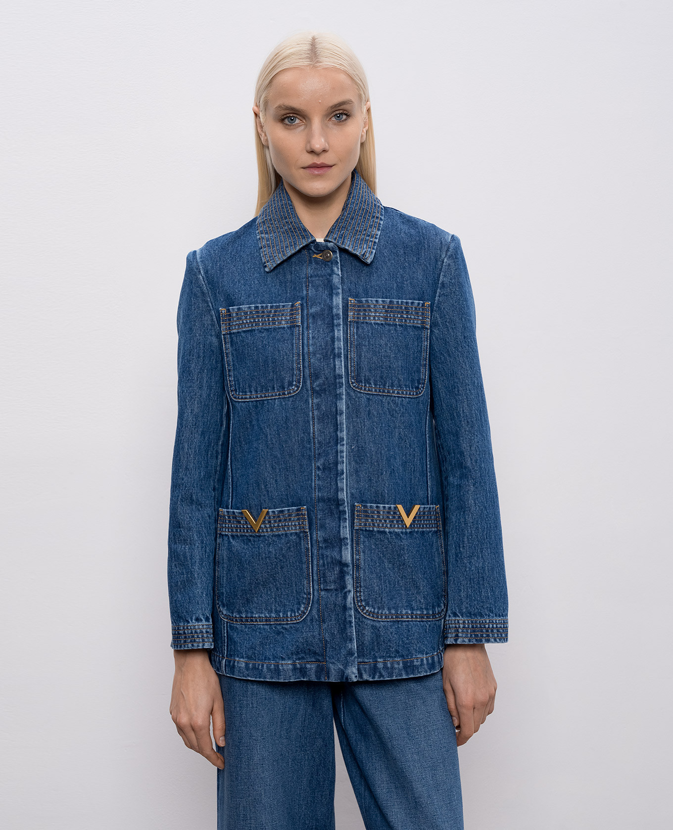 Blue denim jacket Valentino 3