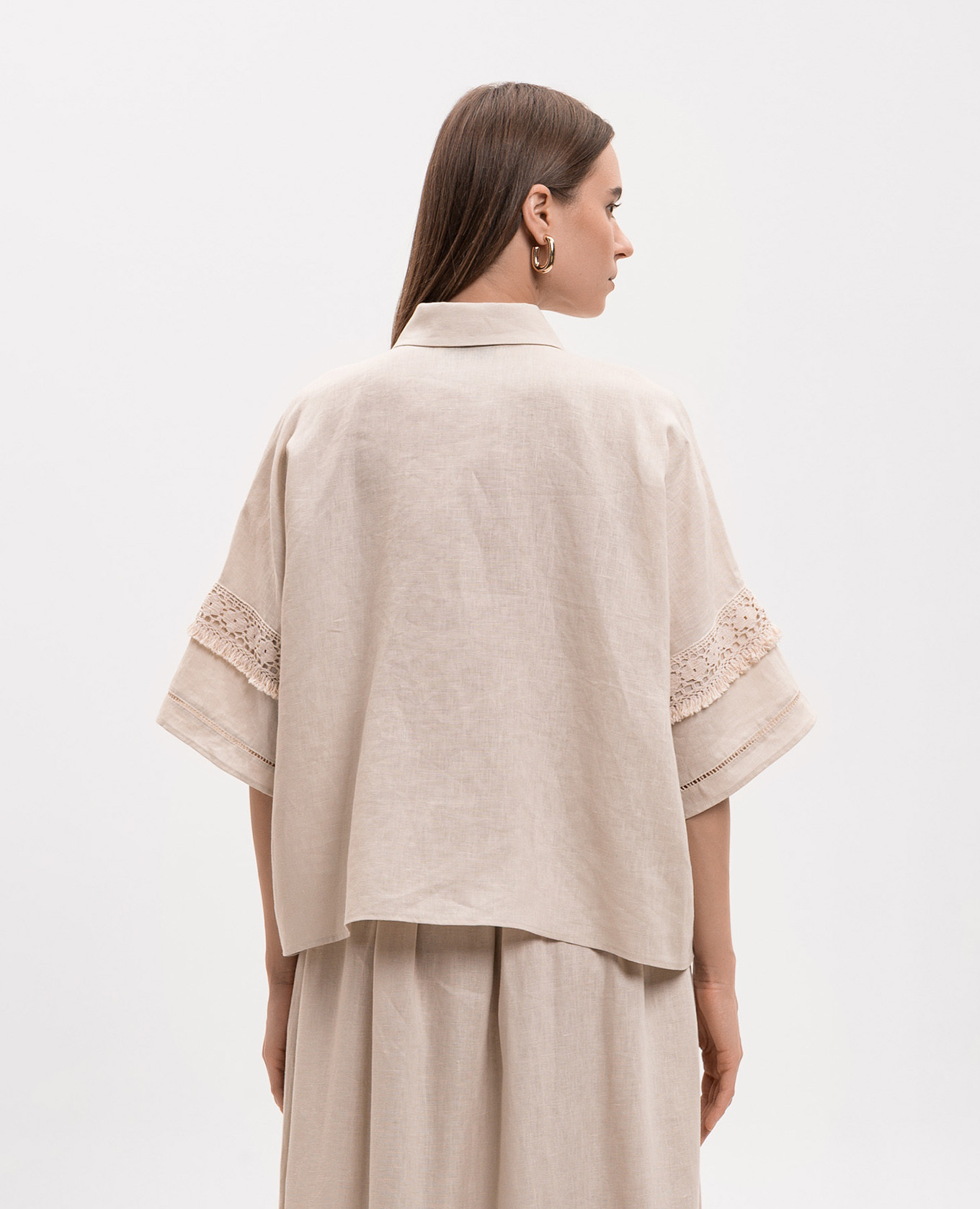 Beige WKIPALA linen shirt Max Mara Weekend 4