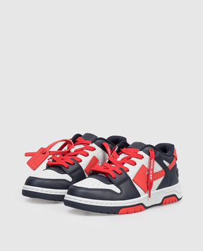 Off-White Out Of Office Kids Blue Leather Sneakers OBIA011S26LEA001