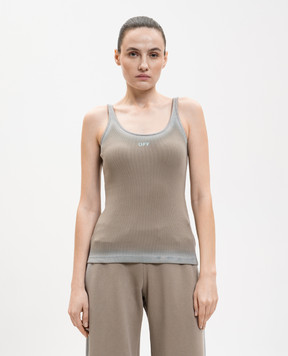 Off-White Brown ribbed tank top Spray 2AD072S26JER001