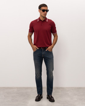 Dolce&Gabbana Burgundy silk polo shirt GXZ02TJBSPN