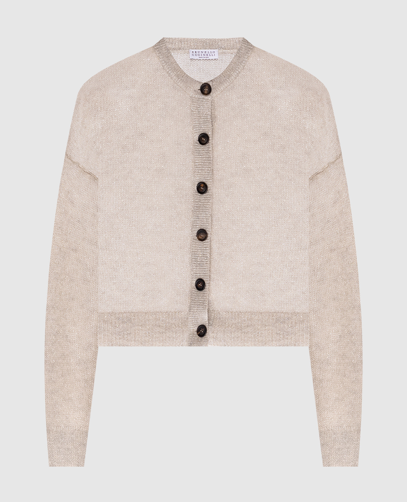 Beige wool cardigan with lurex