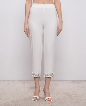 Twinset White pants with applique 261LB2CBB