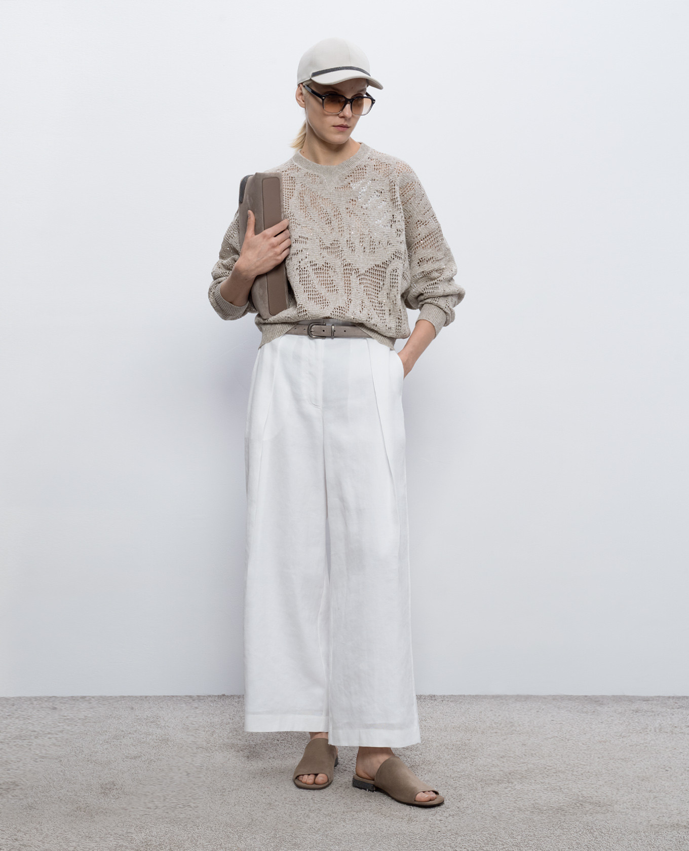 

Beige openwork jumper with sequins Brunello Cucinelli