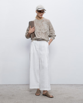 Brunello Cucinelli Beige openwork jumper with sequins MDT771000