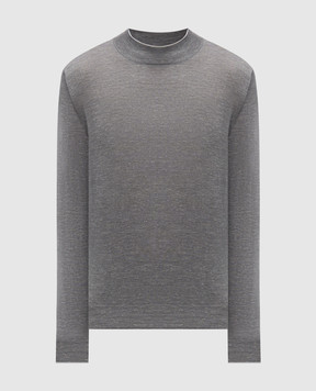 Brunello Cucinelli Grey melange cashmere, silk and hemp jumper MHS805914
