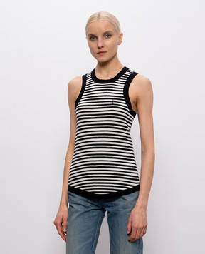 Saint Laurent Cassandre striped embroidered T-shirt 743660Y37KT