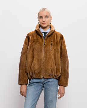 Rindi Brown mink fur coat with zipper 009VS026SELVAGGIATO