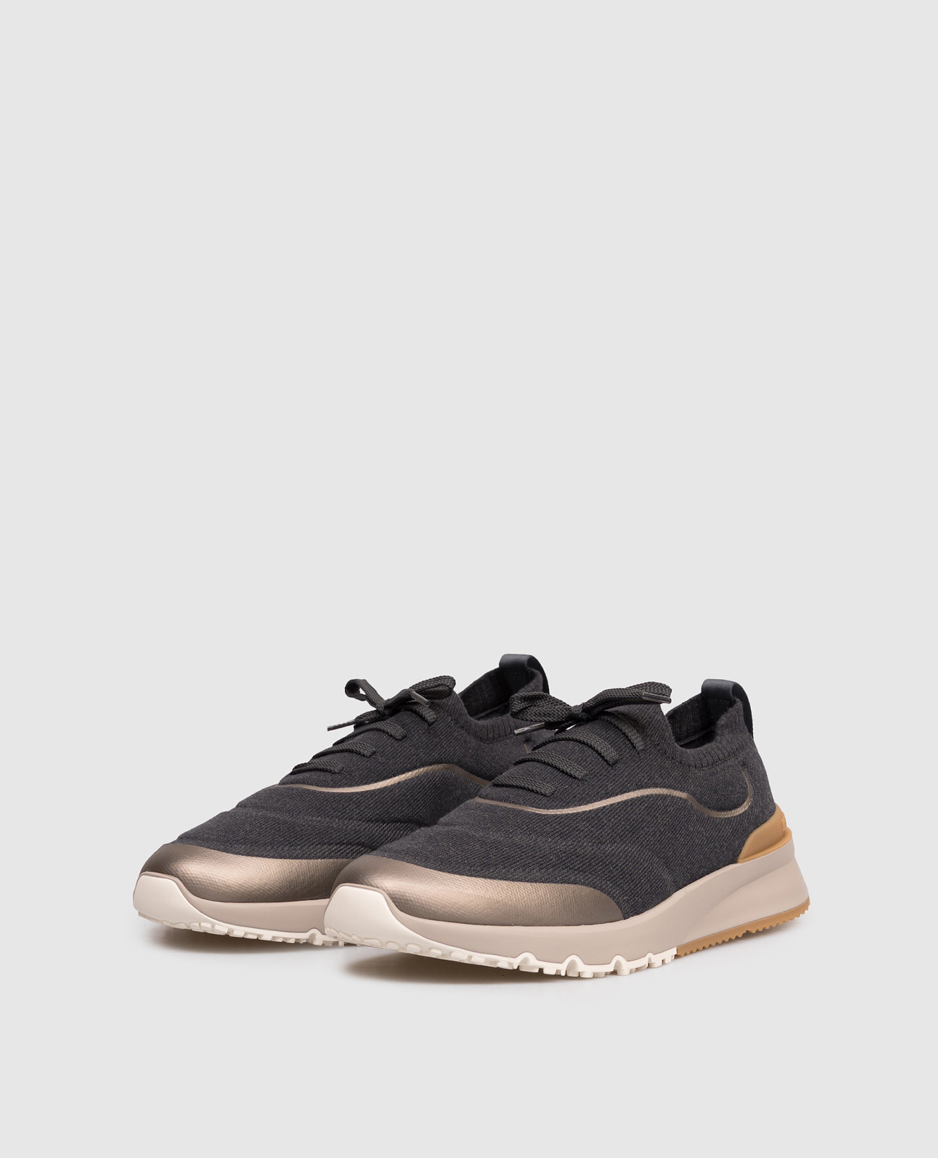 Grey sneakers with logo Brunello Cucinelli 2