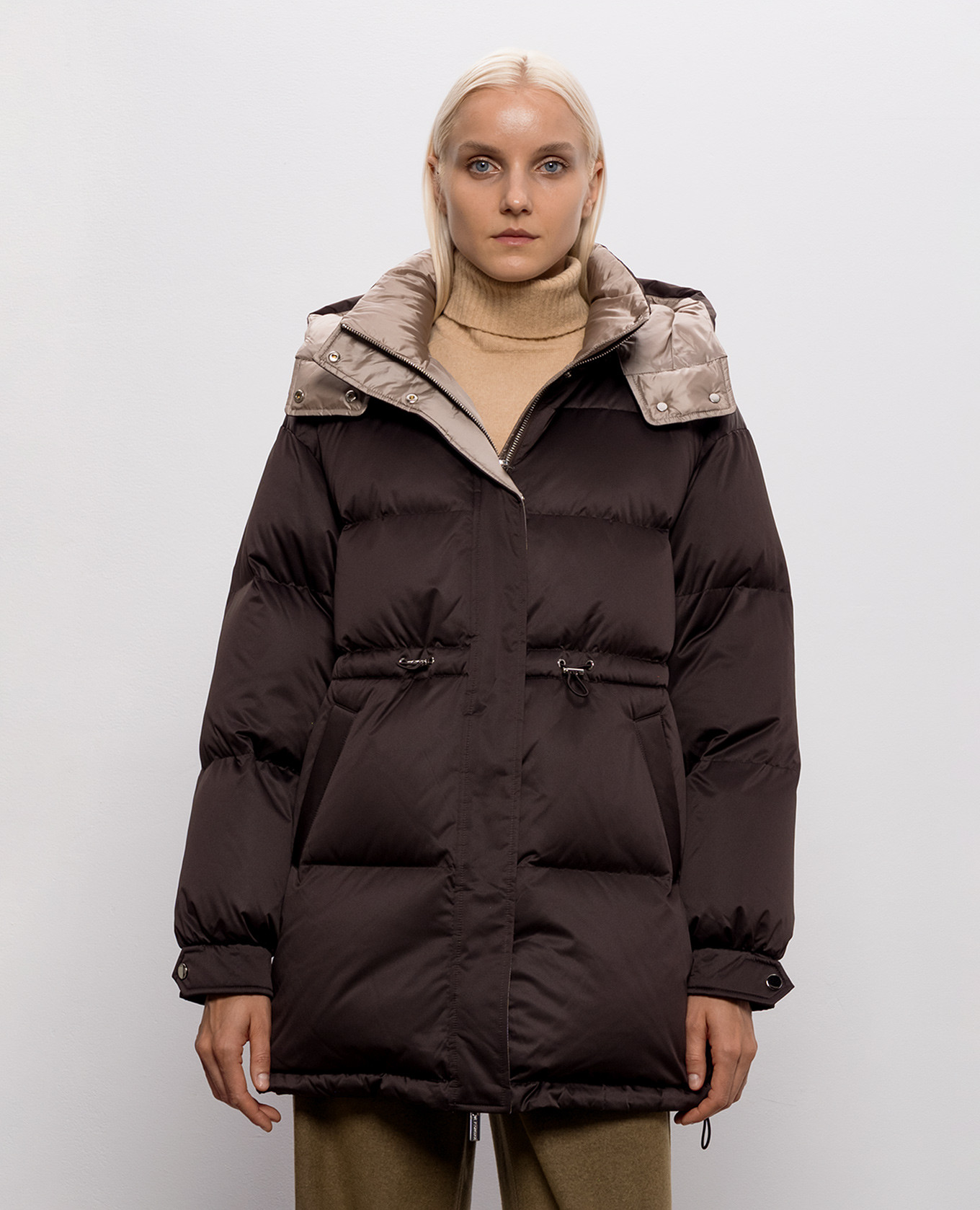 Dark brown quilted down jacket Be Florence 3