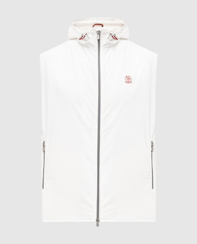 Brunello Cucinelli White vest with contrasting embroidered emblem MM49A7450G