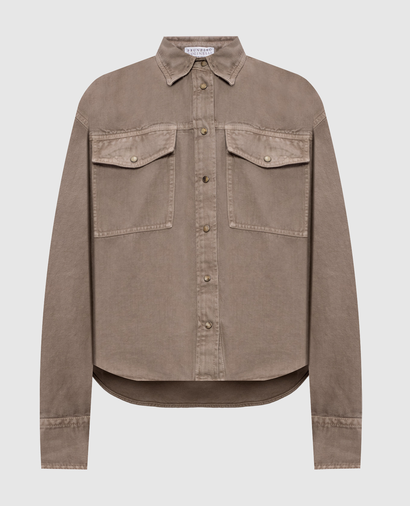 

Brown denim shirt with linen Brunello Cucinelli