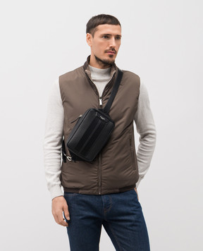 Serapian Black leather sling bag with logo SRSTSMML738715ACG2