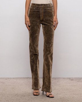 AMIRI Brown jeans with logo patch AW426JE005