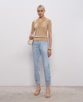 Ermanno Scervino Beige top with lace D485L309APYOJ