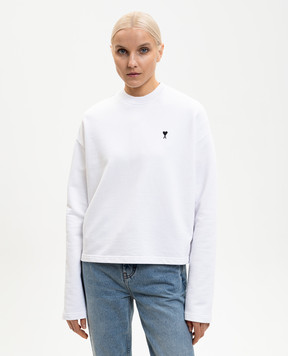 Ami Paris White sweatshirt with embroidery FSW766730