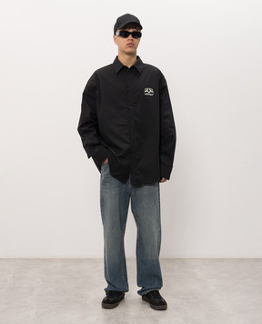 Off-White Black shirt with logo and emblem print 44MGE055F26F005