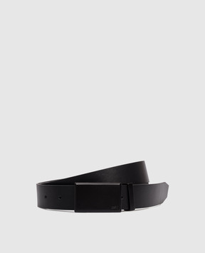 Juun.j Black leather belt with logo engraving JC618ZP105