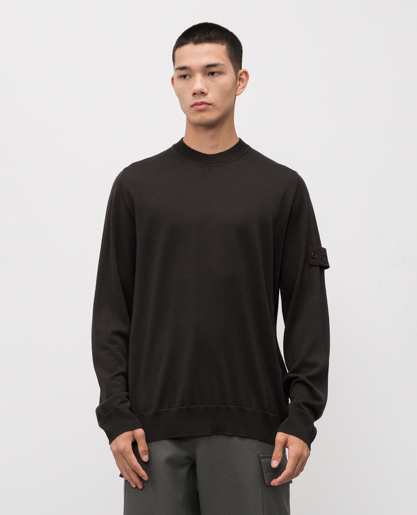 

Brown wool jumper with logo Stone Island