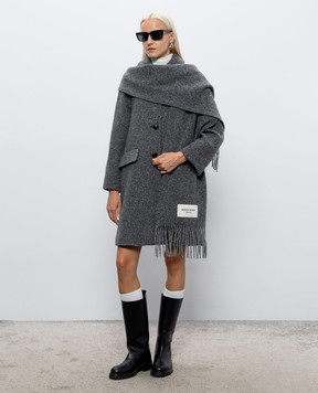 Max Mara Weekend LATINO gray wool coat with scarf WKDLATINO