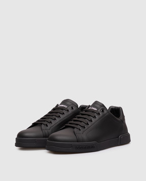 Dolce&Gabbana Black leather Portofino Light sneakers with logo CS2332A1065